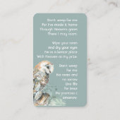 クリスチャン記念碑の水の色バーンドルフクロウ鳥 名刺 (裏面)