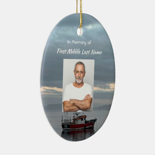 クリスチャン記念記念魚釣り船漁師 セラミックオーナメント (右)