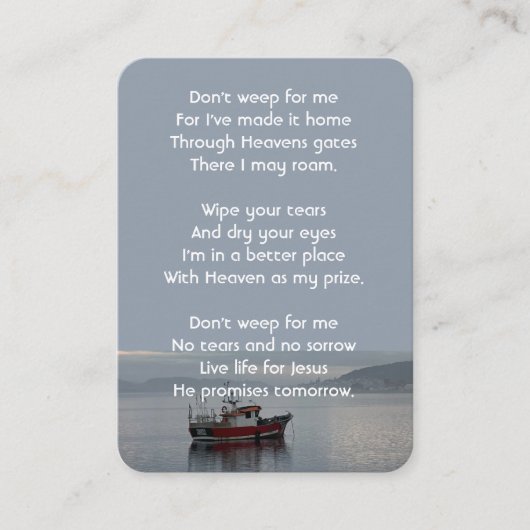 クリスチャン記念記念魚釣り船漁師 名刺 (正面)