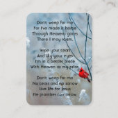 クリスチャン記念記念（鳥）ショウジョウコウカンチョウレッドバード 名刺 (正面)