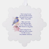 クリスチャン記念詩ブルーバードガーデンバード オーナメントカード (正面)