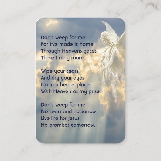 クリスチャン詩記念記念エンプサケ天使の空の雲 名刺 (裏面)