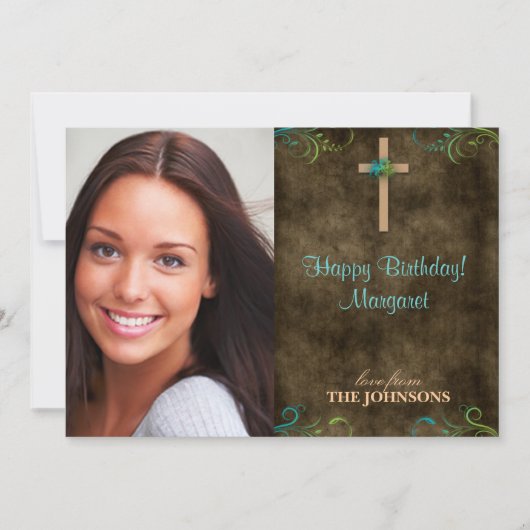 クリスチャン誕生日パーティーフォトクリスチャンの誕生日パーティーの写真 招待状 (正面)