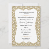 クリスチャン誕生日プリンセス金ゴールドダマスク 招待状 (裏面)