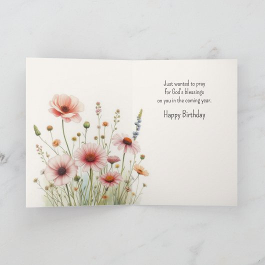 クリスチャン誕生日ワイルドフラワーガーデンフローラ シーズンカード (内部)