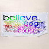 クリスチャン語雲 ビーチタオル (正面)