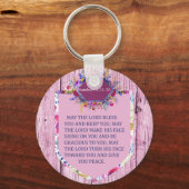 クリスチャン賛美ズピンクのフローラ聖句 キーホルダー (正面)