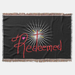 クリスチャン'贖われた'クロスハートブラック スローブランケット