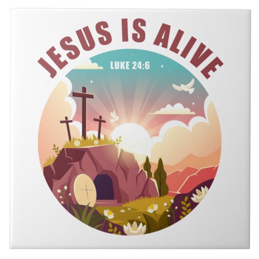 クリスチャン過越イースターイエス空の墓&クロス タイル (正面)