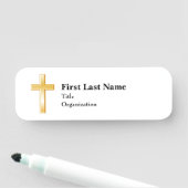 クリスチャン金ゴールドクラシッククロス、3" x 1" 名札 (インサイチュ)