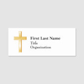 クリスチャン金ゴールドクロスアクリル名タグ 名札 (正面)