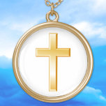 クリスチャン金ゴールドクロスネックレス ゴールドプレートネックレス<br><div class="desc">十字架はキリスト教の信仰の中心的象徴である。このシンボルは、キリスト教の信仰とスピリチュアルの献身を思い起こさせる役割も果たしている。***アートワークの金ゴールド色はメタリックではないことに注意してください***</div>