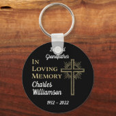 クリスチャン金ゴールドクロスレンベルメモリアル キーホルダー (正面)