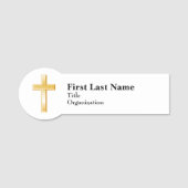 クリスチャン金ゴールドクロス名タグ 名札 (正面)