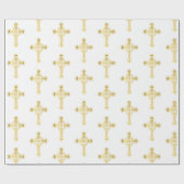 クリスチャン金ゴールドクロス洗礼《キリスト教》洗礼式や命名式聖餐会 ラッピングペーパー (フラット)