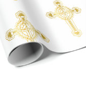 クリスチャン金ゴールドクロス洗礼《キリスト教》洗礼式や命名式聖餐会 ラッピングペーパー (ロールコーナー)