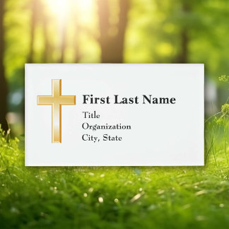 クリスチャン金ゴールドクロス、3.5" x 2"アクリル長方形 名札