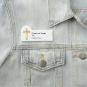 クリスチャン金ゴールドクロス、3" x 1.5インチ形状 名札 (インサイチュ)