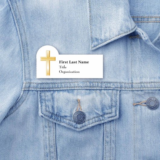 クリスチャン金ゴールドクロス、3" x 1.5インチ形状 名札