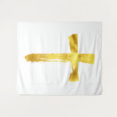 クリスチャン金ゴールドブラシモダンクロス – Crucifix タペストリー (正面(横))