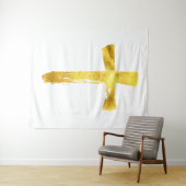 クリスチャン金ゴールドブラシモダンクロス – Crucifix タペストリー (インサイチュ(横))