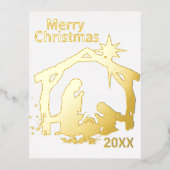クリスチャン金ゴールド出生クリスマスポストカード 箔シーズンポストカード (正面)