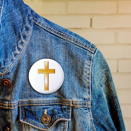 クリスチャン金ゴールド十字ボタン 缶バッジ