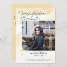 クリスチャン金ゴールド卒業写真招待状