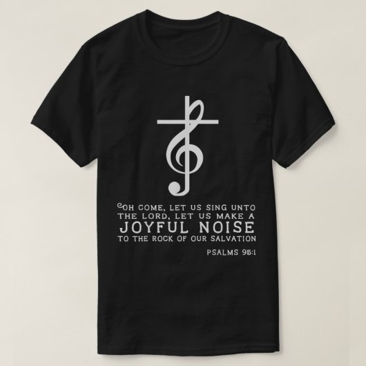 クリスチャン音楽クロスTeeトレブルクレフ、 音符記号ミュージカルプレゼント Tシャツ (デザイン正面)