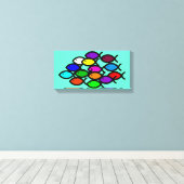 クリスチャン魚のシンボル – レインボースクール –  キャンバスプリント (インサイチュ (ウッドフロア))