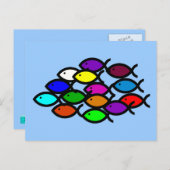 クリスチャン魚のシンボル – レインボースクール –  ポストカード (正面/裏面)