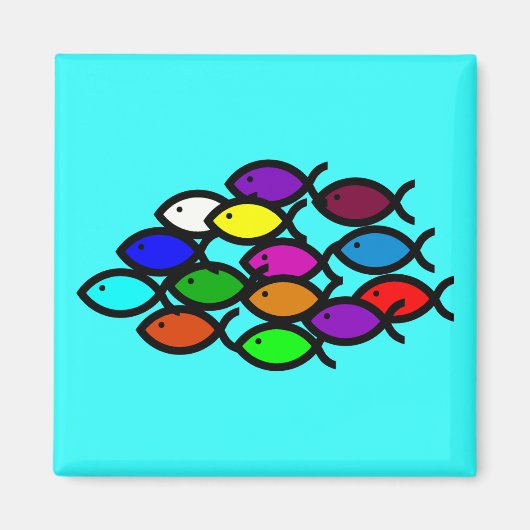 クリスチャン魚のシンボル – レインボースクール – マグネット (正面)