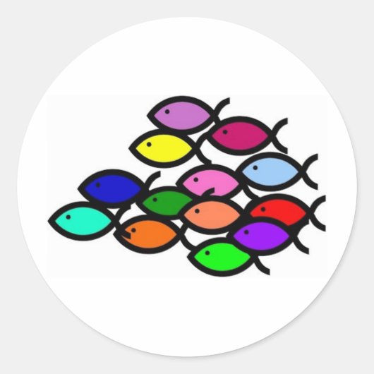 クリスチャン魚のシンボル – レインボースクール – ラウンドシール (正面)