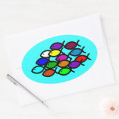 クリスチャン魚のシンボル – レインボースクール – 楕円形シール (封筒)