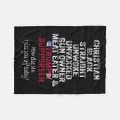 クリスチャン黒ストレートトランプのサポーター未覚国連 フリースブランケット (正面(横))