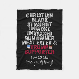クリスチャン黒ストレートトランプのサポーター未覚国連 フリースブランケット