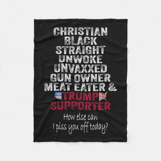クリスチャン黒ストレートトランプのサポーター未覚国連 フリースブランケット (正面)