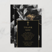 クリスチャン黒金ゴールドお祝いの生活葬儀 サンキューカード (正面/裏面)