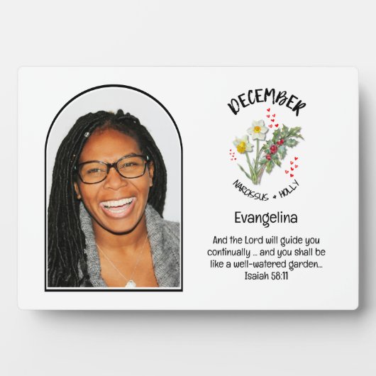 クリスチャン12月誕生月花名写真 フォトプラーク (正面)