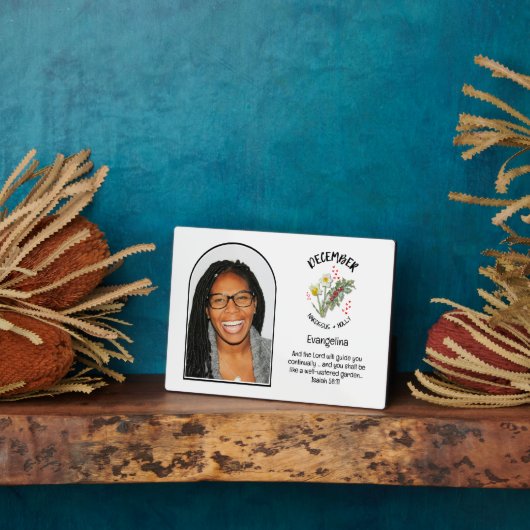 クリスチャン12月誕生月花名写真 フォトプラーク (側面)