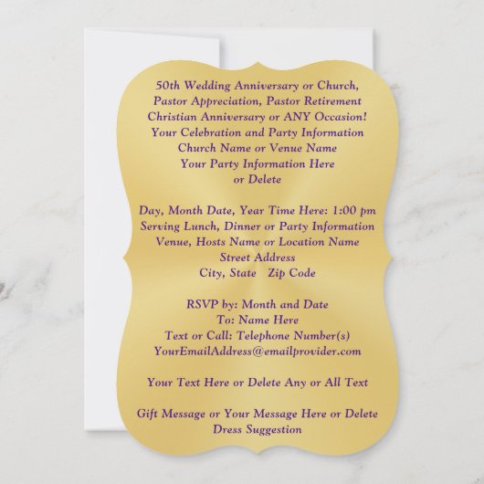 クリスチャン50周年パーティー招待状 招待状 (裏面)