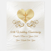 クリスチャン50周年記念結婚ギフトアイディア フリースブランケット (正面)