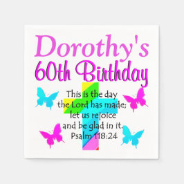 クリスチャン60番目の誕生日パーソナライズされたナプキン スタンダードカクテルナプキン