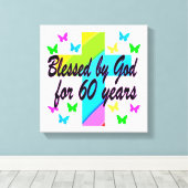 クリスチャン60誕生日クロスデザイン キャンバスプリント (インサイチュ (ウッドフロア))