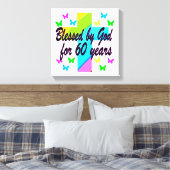 クリスチャン60誕生日クロスデザイン キャンバスプリント (インサイチュ (寝室))