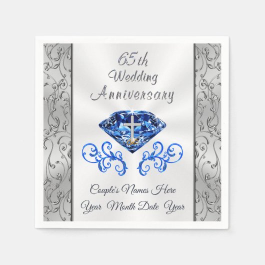 クリスチャン65周年結婚カクテルナプキン スタンダードカクテルナプキン (正面)