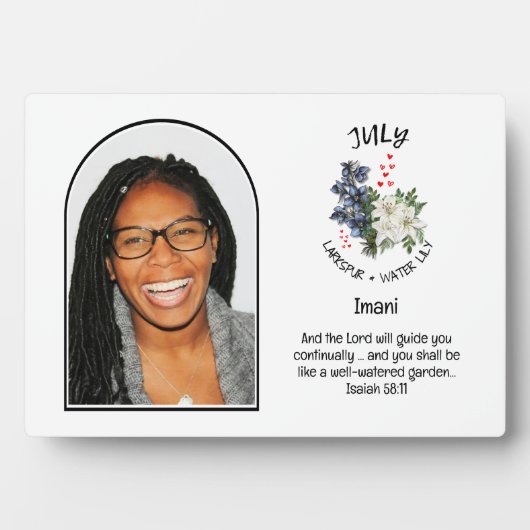 クリスチャン7月誕生月花名写真 フォトプラーク (正面)