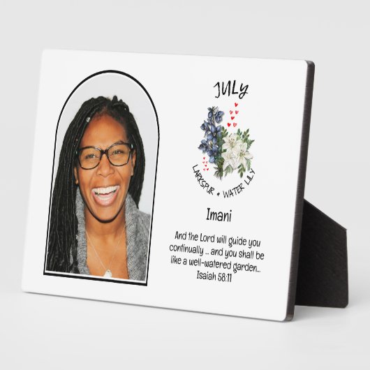 クリスチャン7月誕生月花名写真 フォトプラーク (側面)