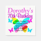 クリスチャン70番目の誕生日カスタムバタフライナプキン スタンダードカクテルナプキン (正面)