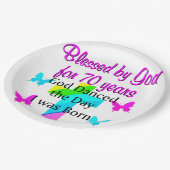 クリスチャン70番目の誕生日 ペーパープレート (アングル)